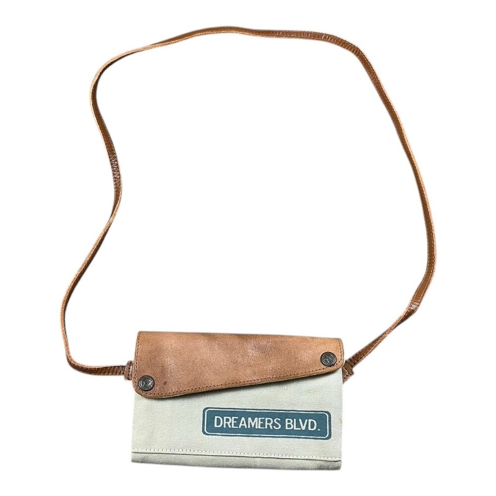 Mona B Women's Small Crossbody Bag Purse Wallet Up Cycled Canvas Faux Leather‎